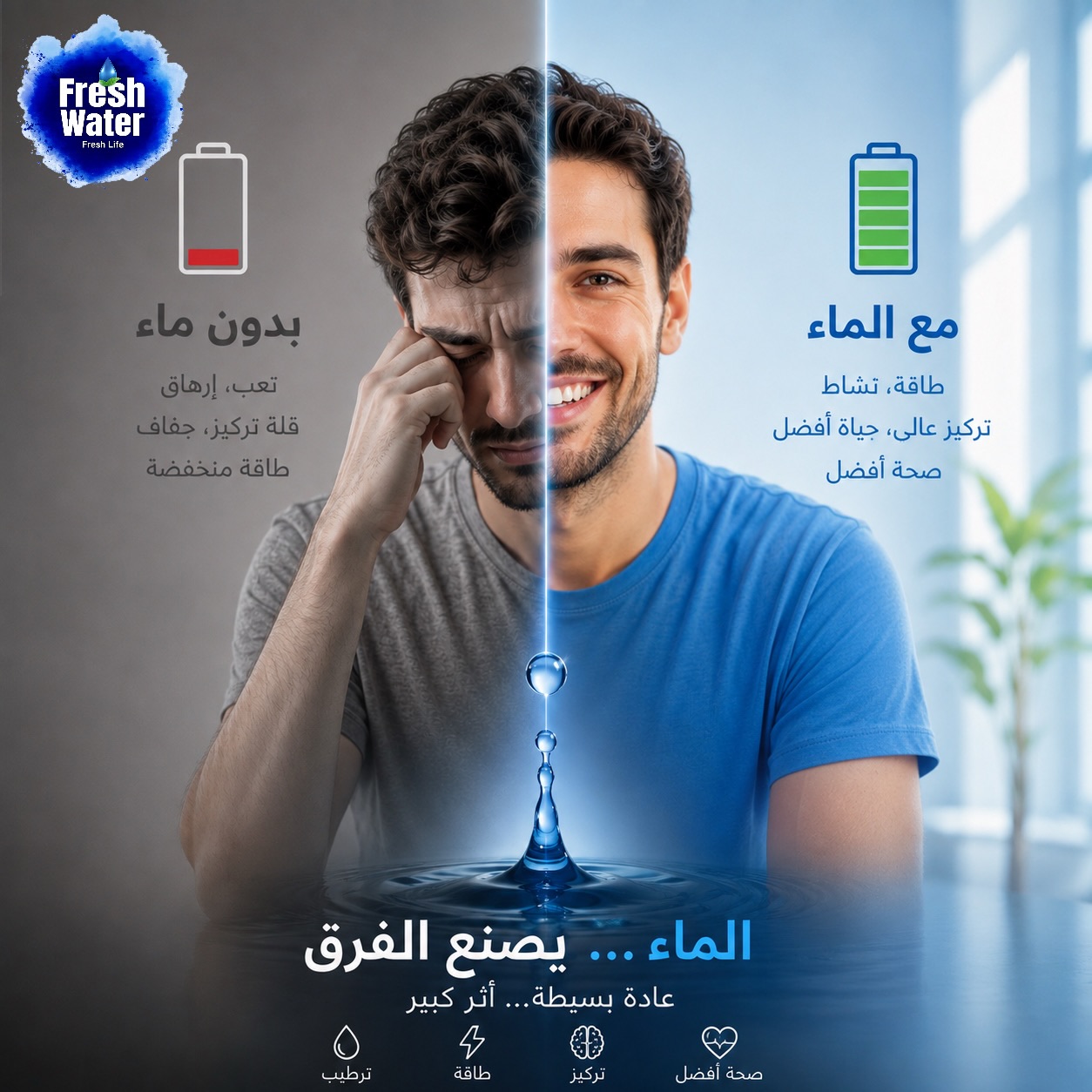 💙 يومك بيستحق طاقة.. مش إرهاق 
حافظ على ترطيب جسمك، واستمتع بتركيز أعلى، ونشاط أكثر، وصحة أفضل مع Fresh Water.

📞 للطلب: 077 048 4849
🚚 التوصيل مجاني!

#FreshWater #ترطيب #صحة_أفضل #مياه_شرب #توصيل_مجاني